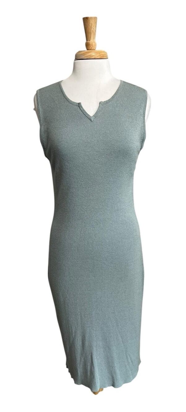 Vintage 90s Y2K Sleeveless Ribbed Knit Sheath Midi Dress Retro Grunge Bodycon XL